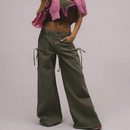 Low Waist Ruffled Adjustable Denim Women