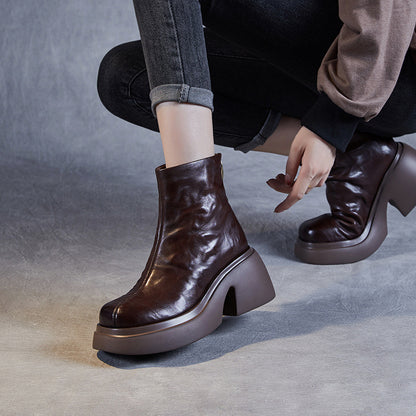 Autumn And Winter New Thick Bottom Chunky Heel Women's Ankle Boots