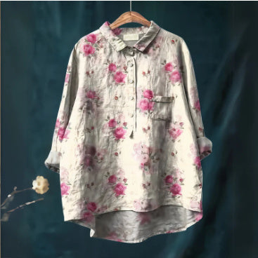Summer New Loose Casual Single-breasted Women's Shirt Top