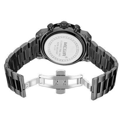 Men's Watch Sports Business Chronograph Luminous Stainless Steel Band Quartz