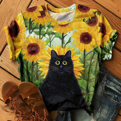 Exquisite Pattern 3D Digital Printed Round Neck Short Sleeve