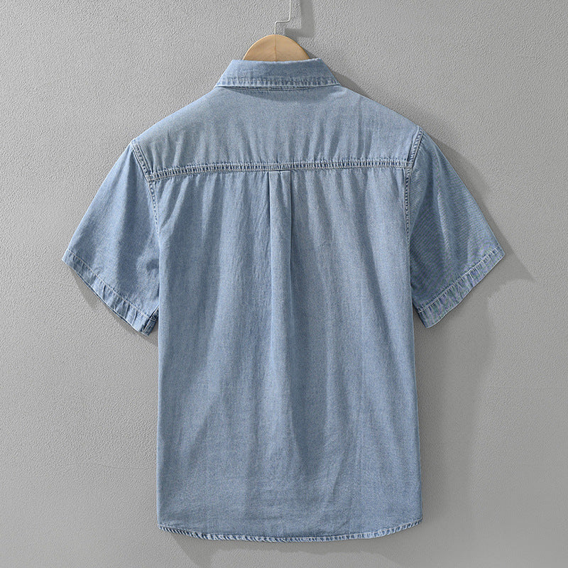 8269 Japanese-style Retro Denim Short Sleeve Shirt