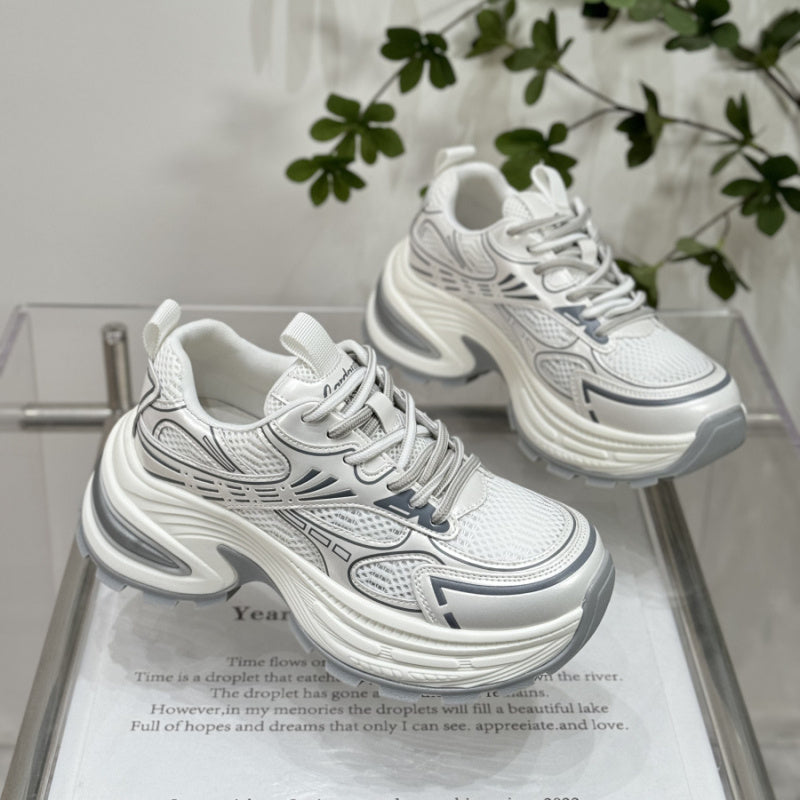 Vintage Genuine Leather Platform Dad Shoes Women