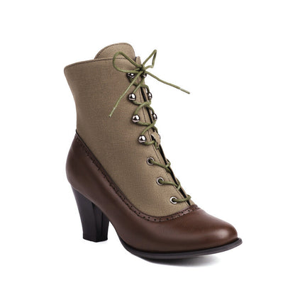 Retro British Style Cone-shaped Heel Martin Boots