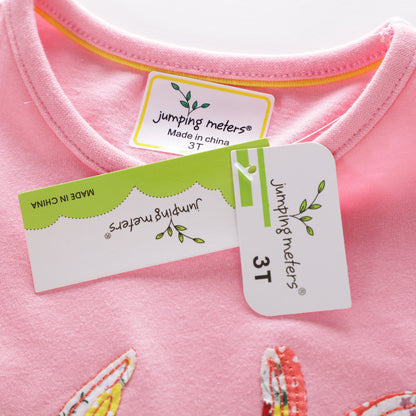 Girls Short Sleeve T-Shirt, Cotton Round Neck Bottoming Shirt, Children's Top