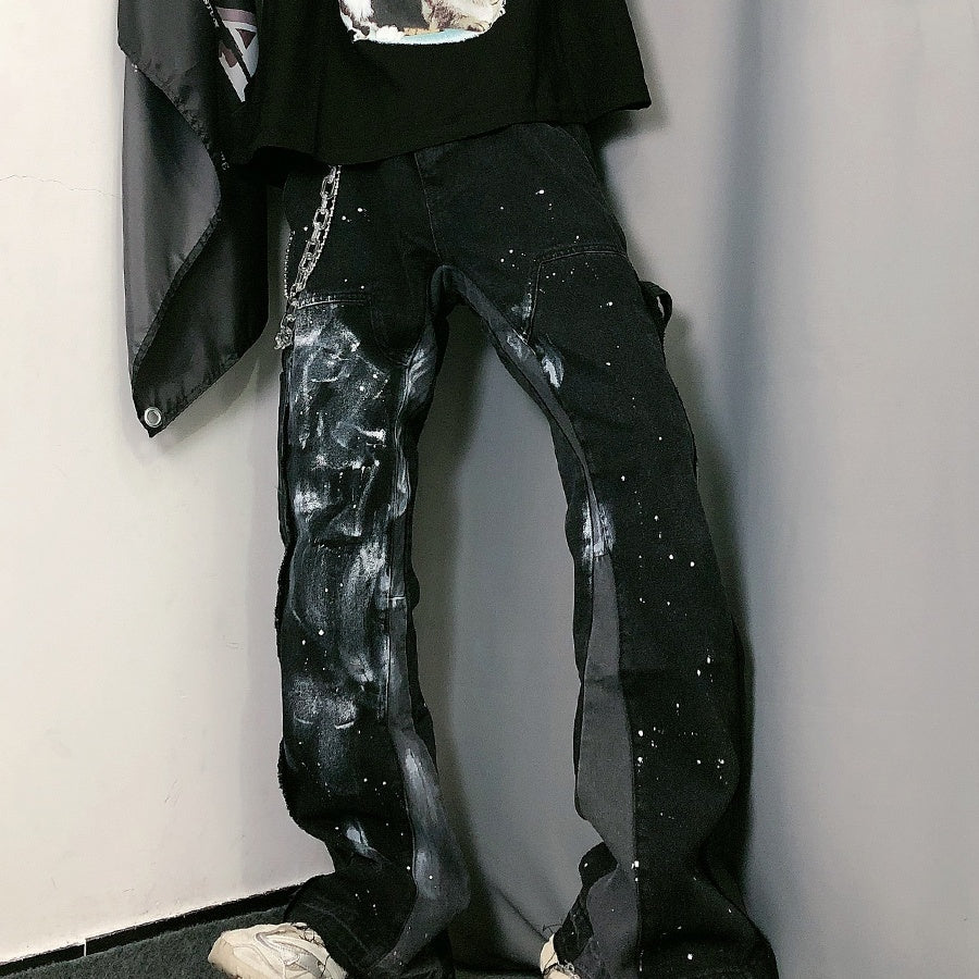 Whoa Gift Chain Jeans Pants Hiphop Wash oOld Splash