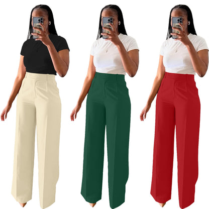 Women's High Waist Straight-leg Wide-leg Pants