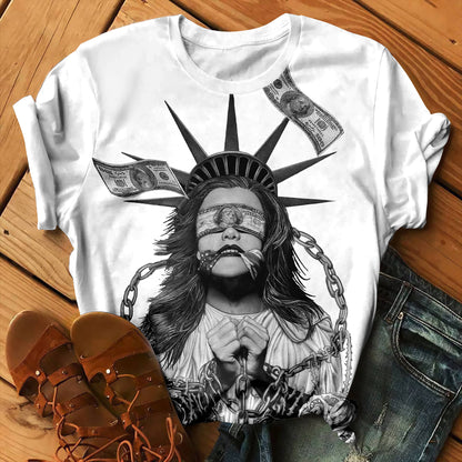 Exquisite Pattern 3D Digital Printed Round Neck Short Sleeve