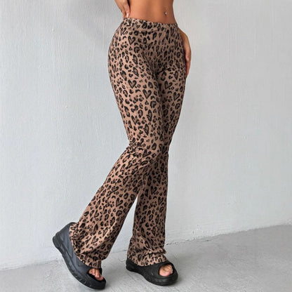 Fashion Personality Slim Fit Leopard Print Flared Pants