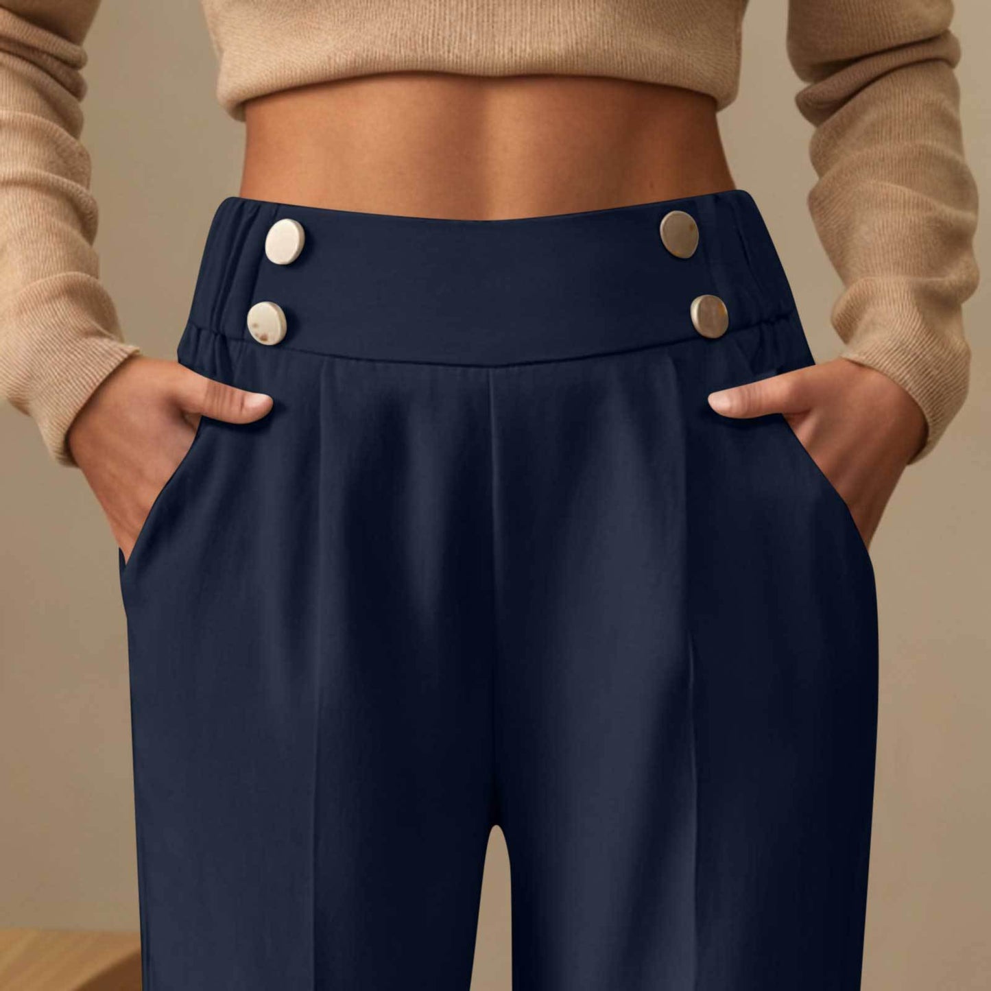 Draping Mop Casual Pants High Waist