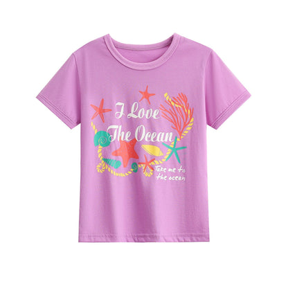 Western Style Class A Pure Cotton Summer New Girls' Short Sleeve