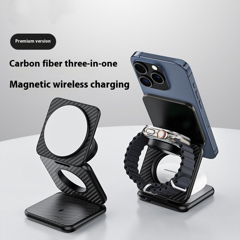 Carbon Fiber Three-in-one Magnetic Wireless Charger