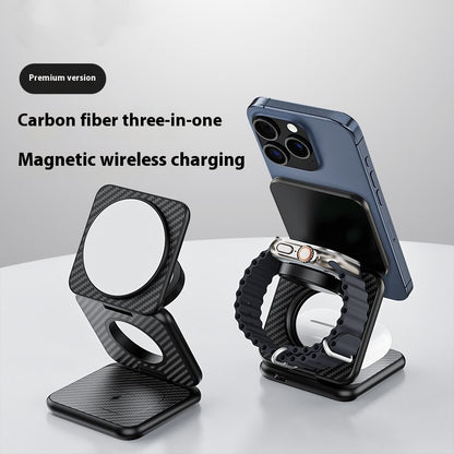 Carbon Fiber Three-in-one Magnetic Wireless Charger