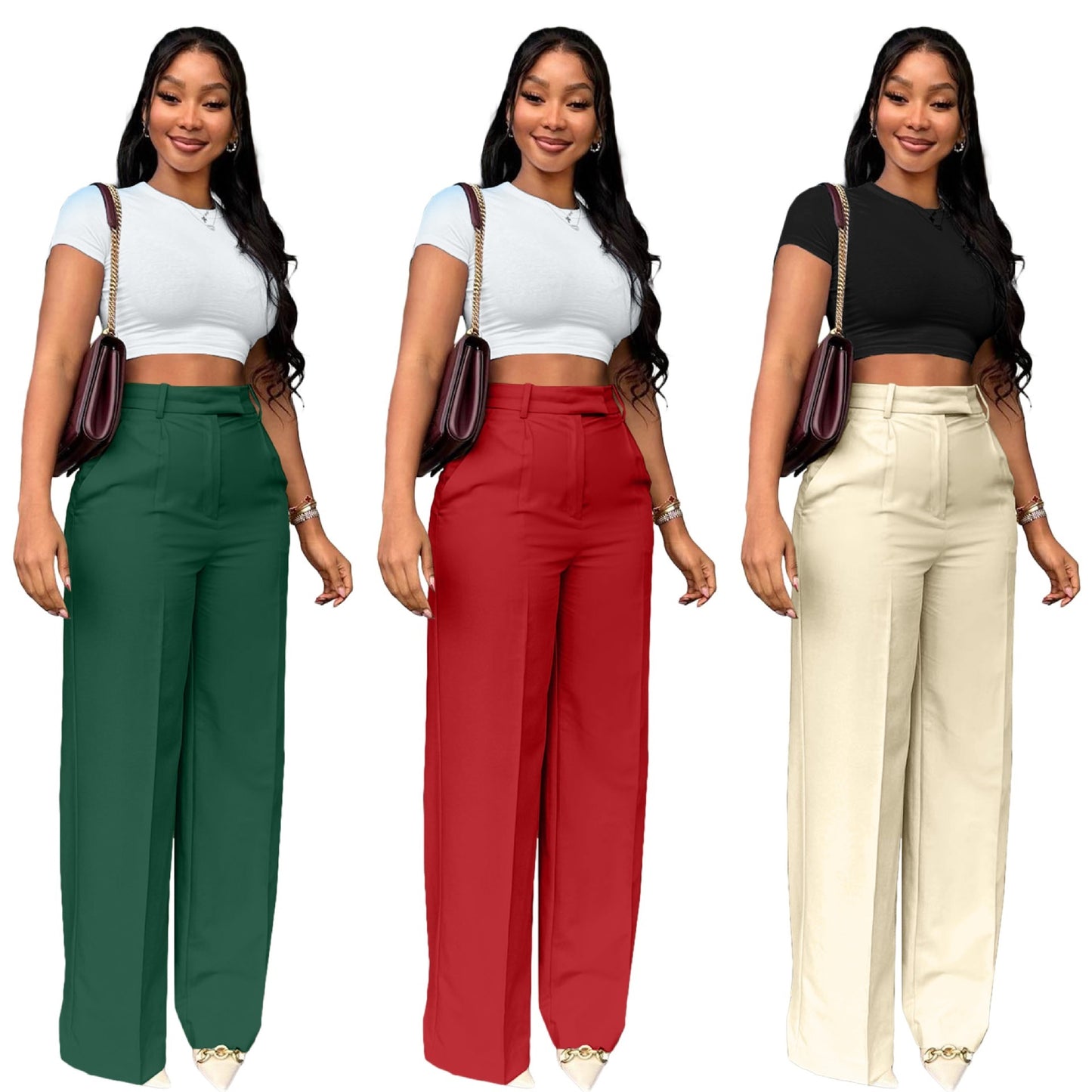 Women's High Waist Straight-leg Wide-leg Pants
