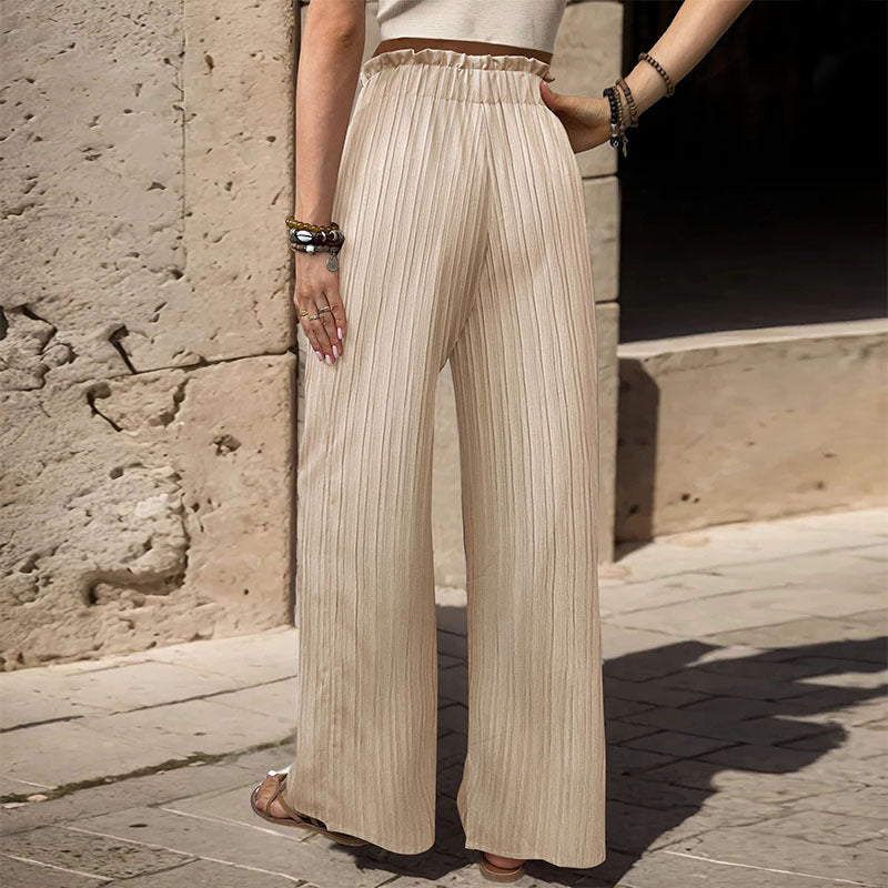 Tied Lotus Leaf Elastic Trousers