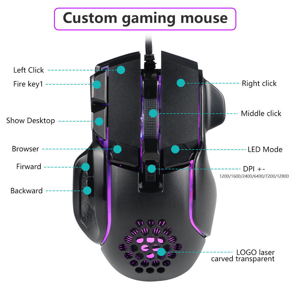 M11pro Mechanical Mouse Wired 11-key Macro Programming