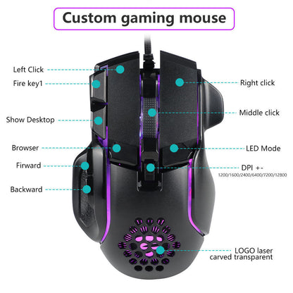 M11pro Mechanical Mouse Wired 11-key Macro Programming