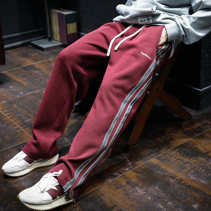 Fleece-lined Thickened Zipper Pocket Straight Sports Pants Men