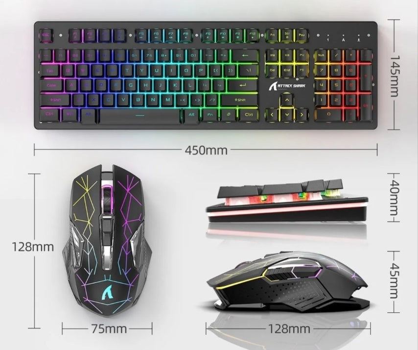 Fashionable Lighting Wireless Keyboard And Mouse Set