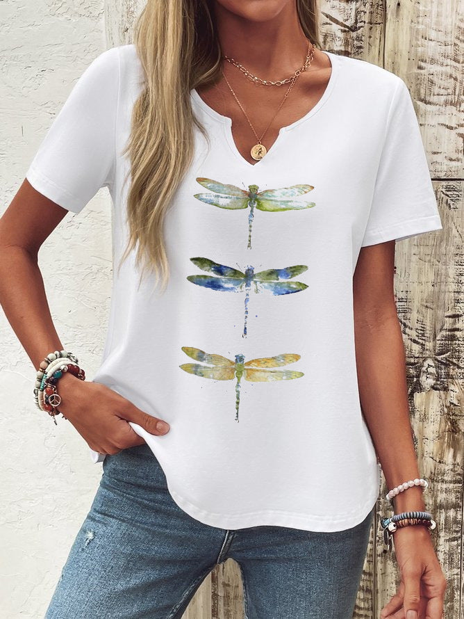 New V-neck Female Animal Print Casual All-match Short-sleeved Top