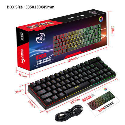 V200 Wired 68-key Mechanical Feeling Membrane Gaming Keyboard