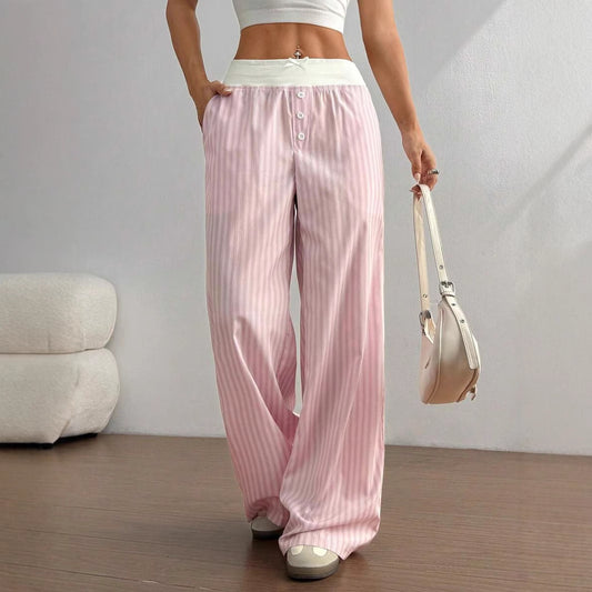 Casual Loose Striped Wide-leg Casual Pants
