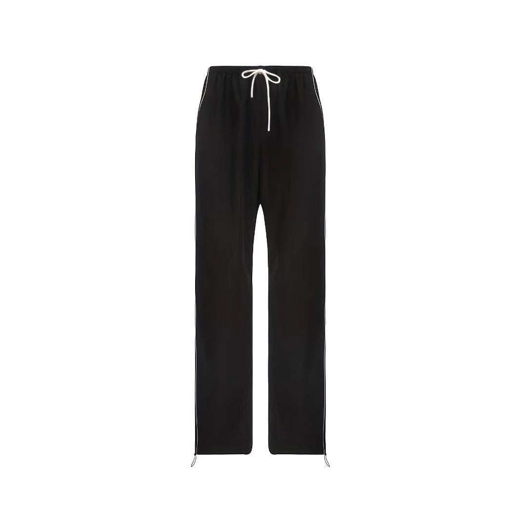 Drawstring Leisure Elastic Waist Pants On Both Sides
