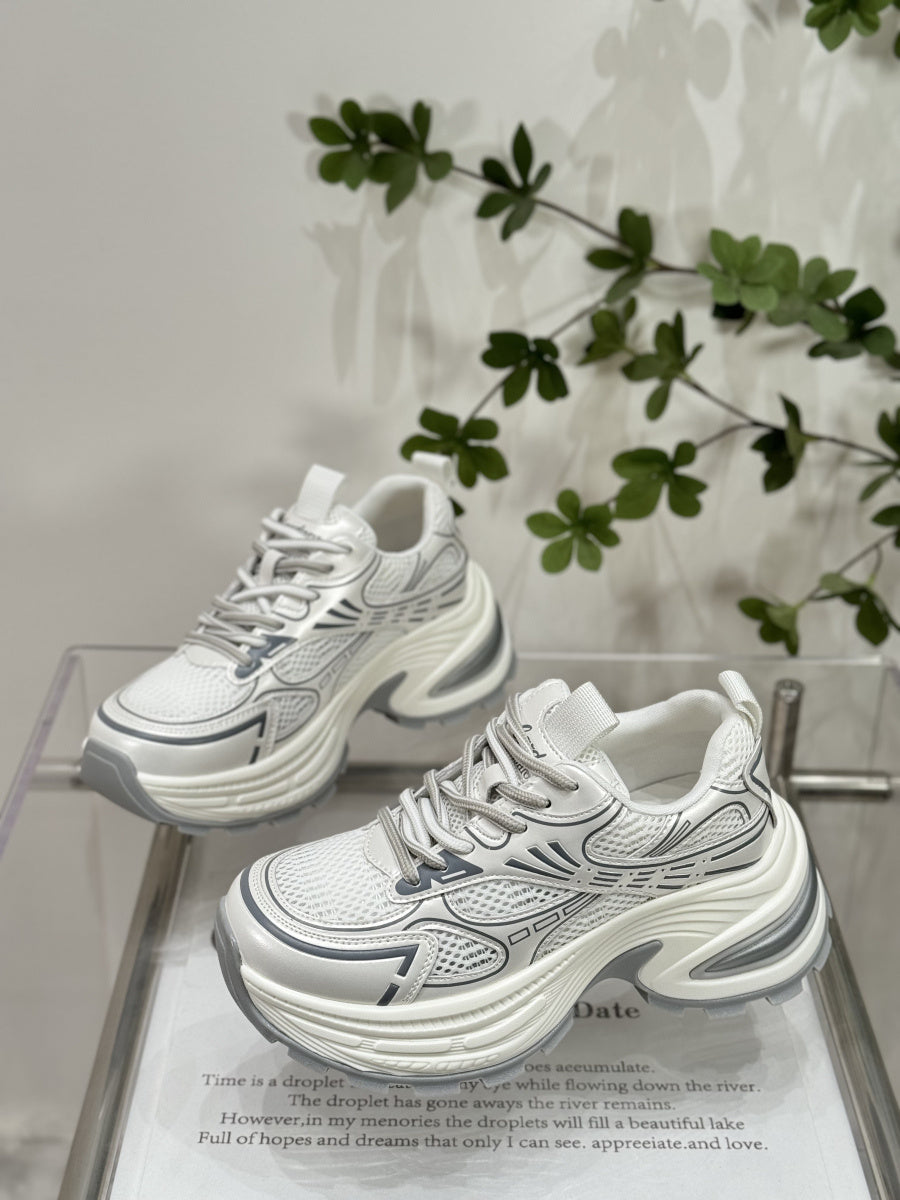 Vintage Genuine Leather Platform Dad Shoes Women