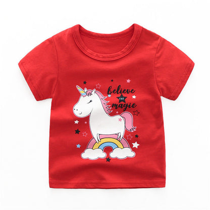 Children's Simple T-shirt Girls Short-sleeved Baby