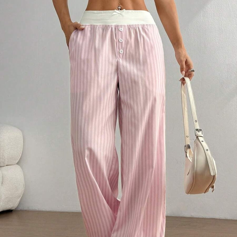 Casual Loose Striped Wide-leg Casual Pants