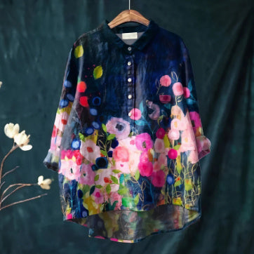 Summer New Loose Casual Single-breasted Women's Shirt Top