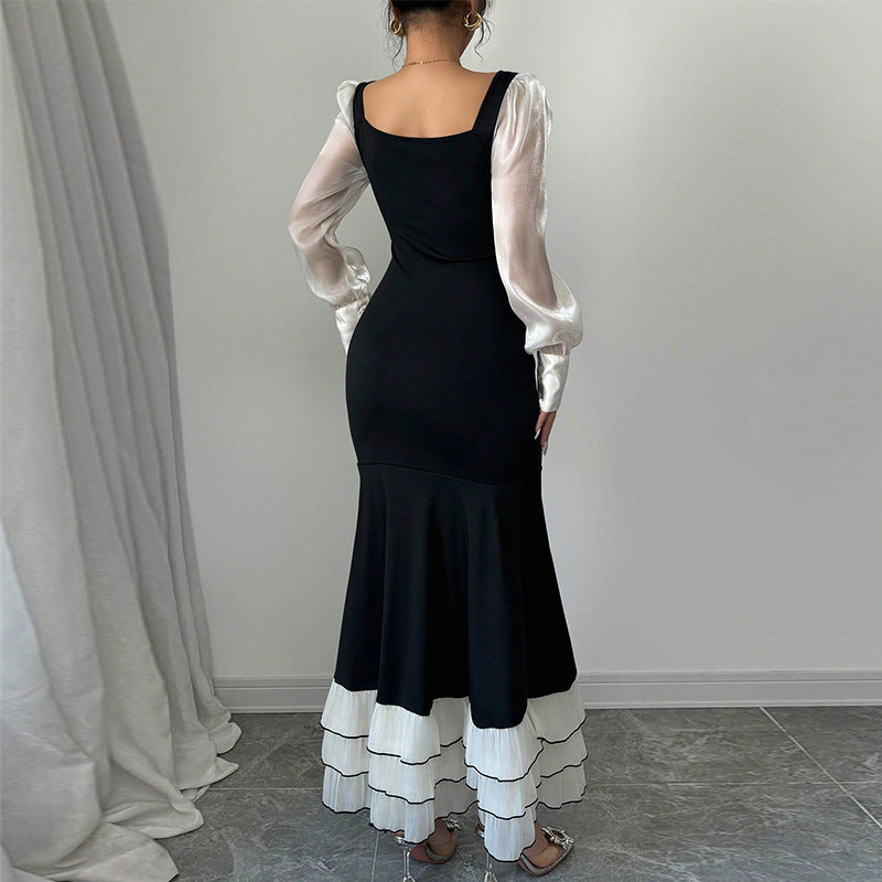 Women's Versatile European And American Style Slim Fit Long Sleeved Dress