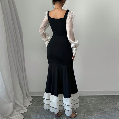 Women's Versatile European And American Style Slim Fit Long Sleeved Dress