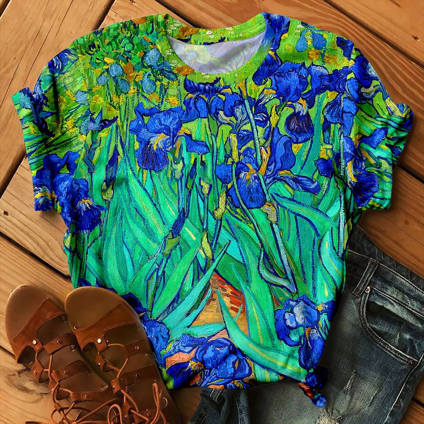 Exquisite Pattern 3D Digital Printed Round Neck Short Sleeve