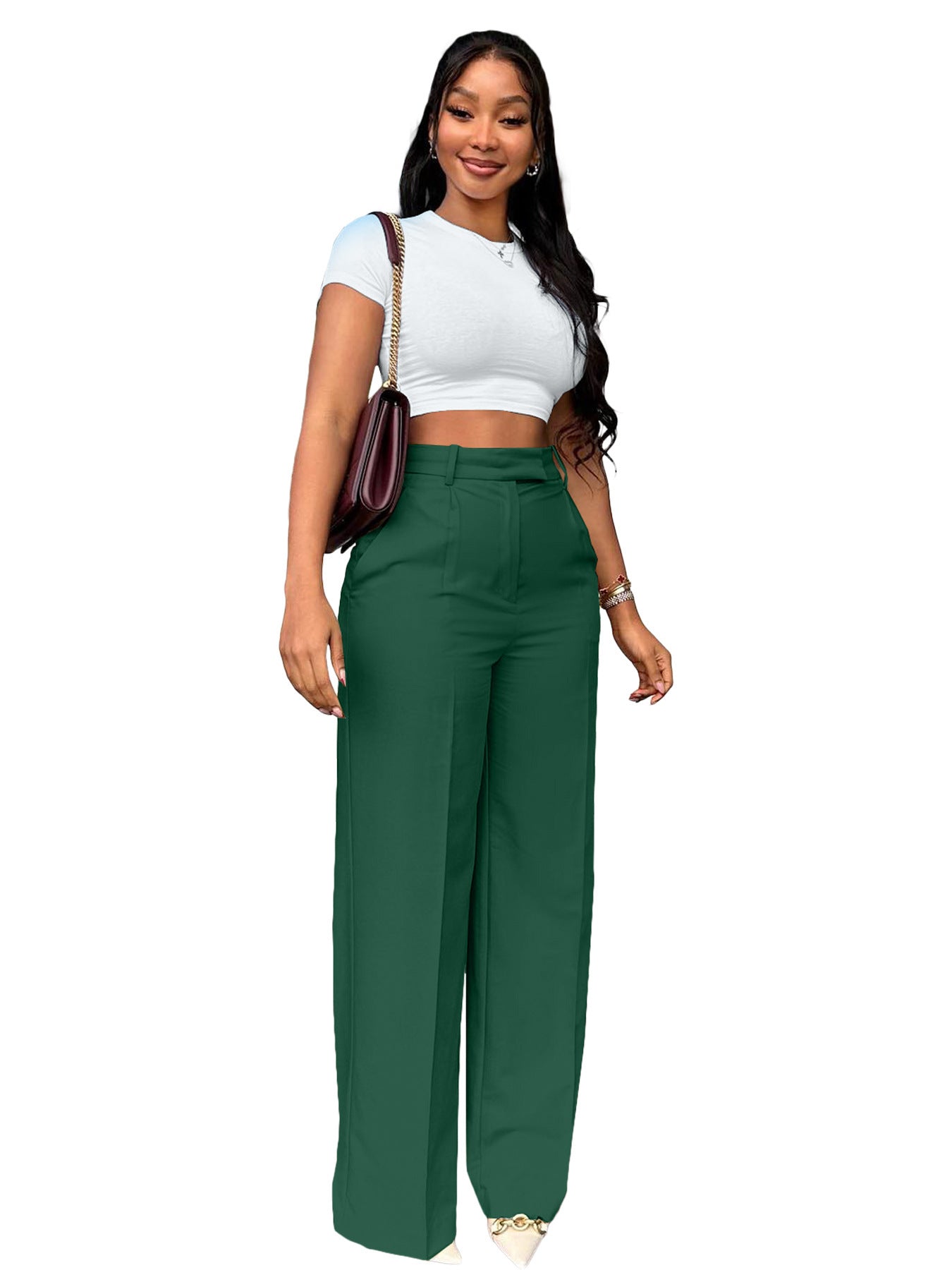 Women's High Waist Straight-leg Wide-leg Pants
