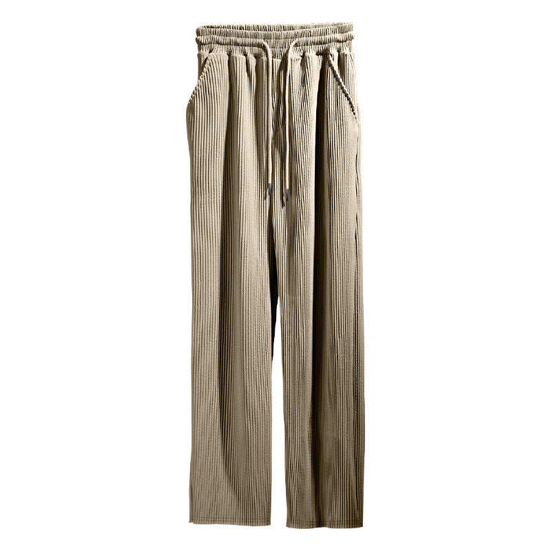Men's Casual Trousers Loose Straight High Waist Wide Leg Pants