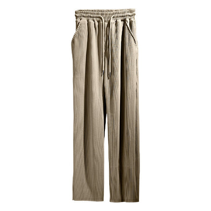 Men's Casual Trousers Loose Straight High Waist Wide Leg Pants