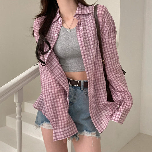 Women's Casual Loose Classic Plaid Fashion Shirt