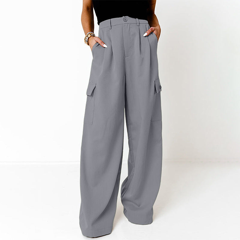 Fashion Loose Solid Color High Waist All-matching Casual Pants For Women