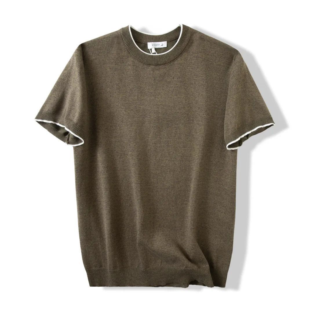 Lazy And Versatile Knitted Round Neck T-shirt For Men