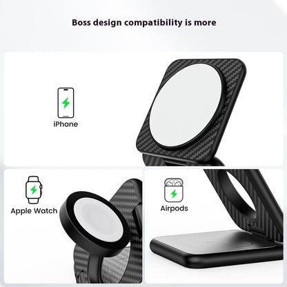 Carbon Fiber Three-in-one Magnetic Wireless Charger