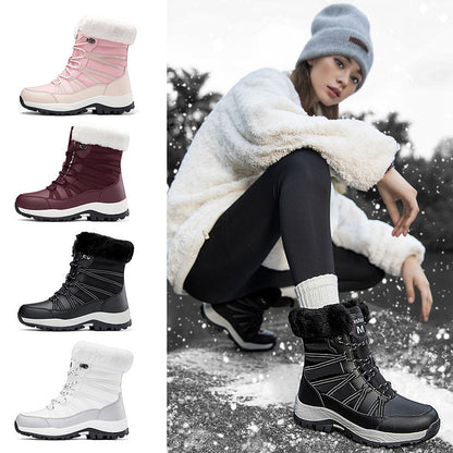 Winter Fleece-lined Thicker Non-slip Cotton-padded Shoes Outdoor Middle Boots