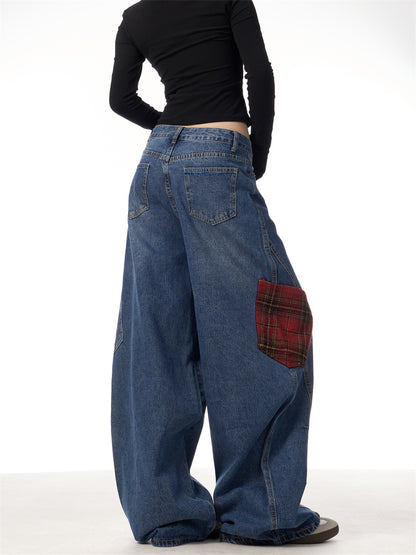 Women's Patchwork Jeans Loose Wide Leg