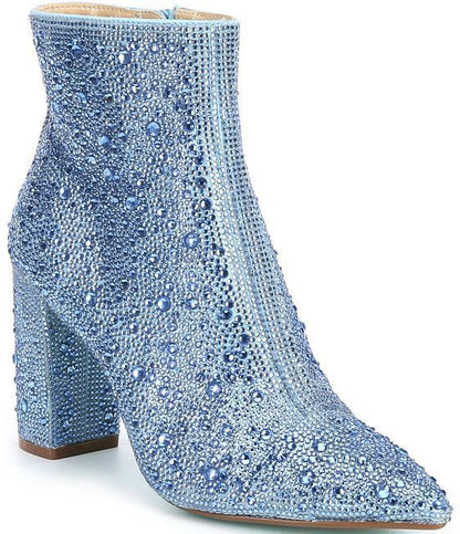 Rhinestone Pointed Toe Fashion Ankle Boots