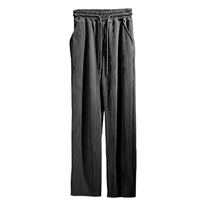 Men's Casual Trousers Loose Straight High Waist Wide Leg Pants