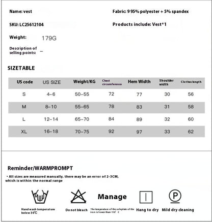 Women's Slim Fit Casual Versatile Contrast Color Pullover Round Neck Vest