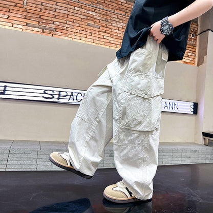 Loose Children's Spring Clothes Pu Handsome Pants