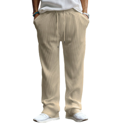 Men's Casual Trousers Loose Straight High Waist Wide Leg Pants