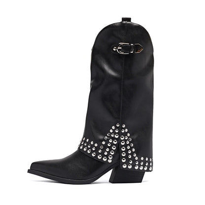 Spring And Autumn Pointed Knight Boots Women