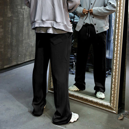 Men's Casual Trousers Loose Straight High Waist Wide Leg Pants